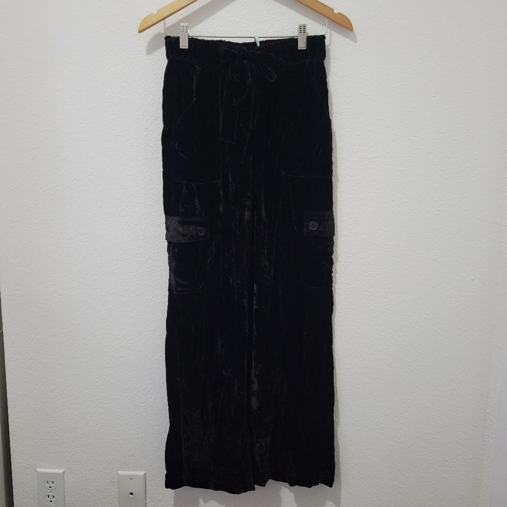 Kyla Seo Wide Leg Velvet Cargo Pants Size Small
